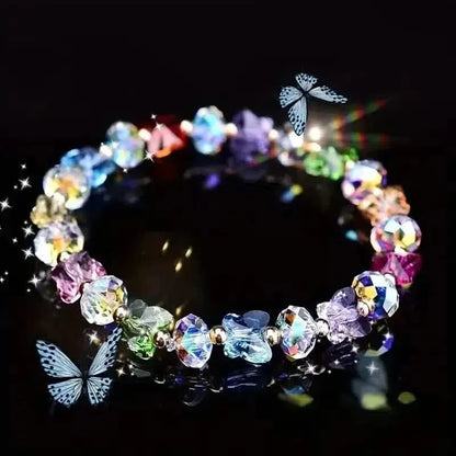 Butterfly-Shaped Artificial Crystal Beaded Charm Bracelet - A-1 Thread Vault