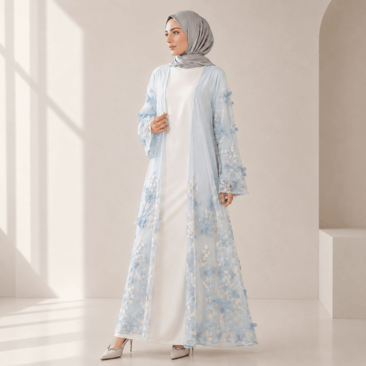 Butterfly Whisper Open Abaya(MOA303) - A-1 Thread Vault