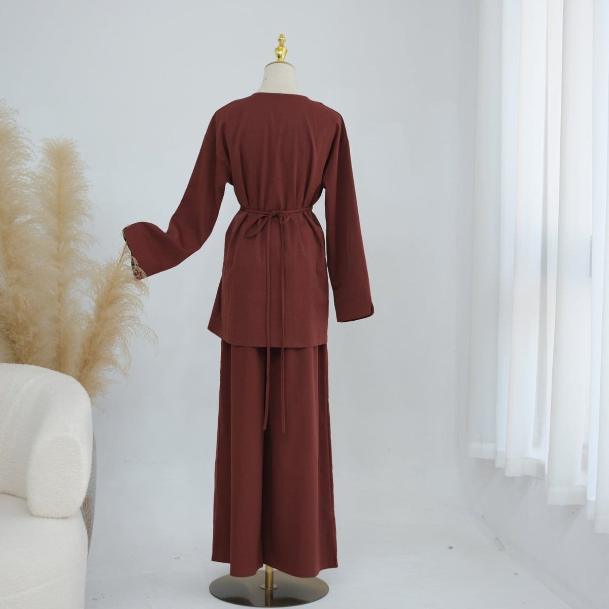Button-Front Longline Top & Wide-Leg Trouser Set(MS456) - A-1 Thread Vault