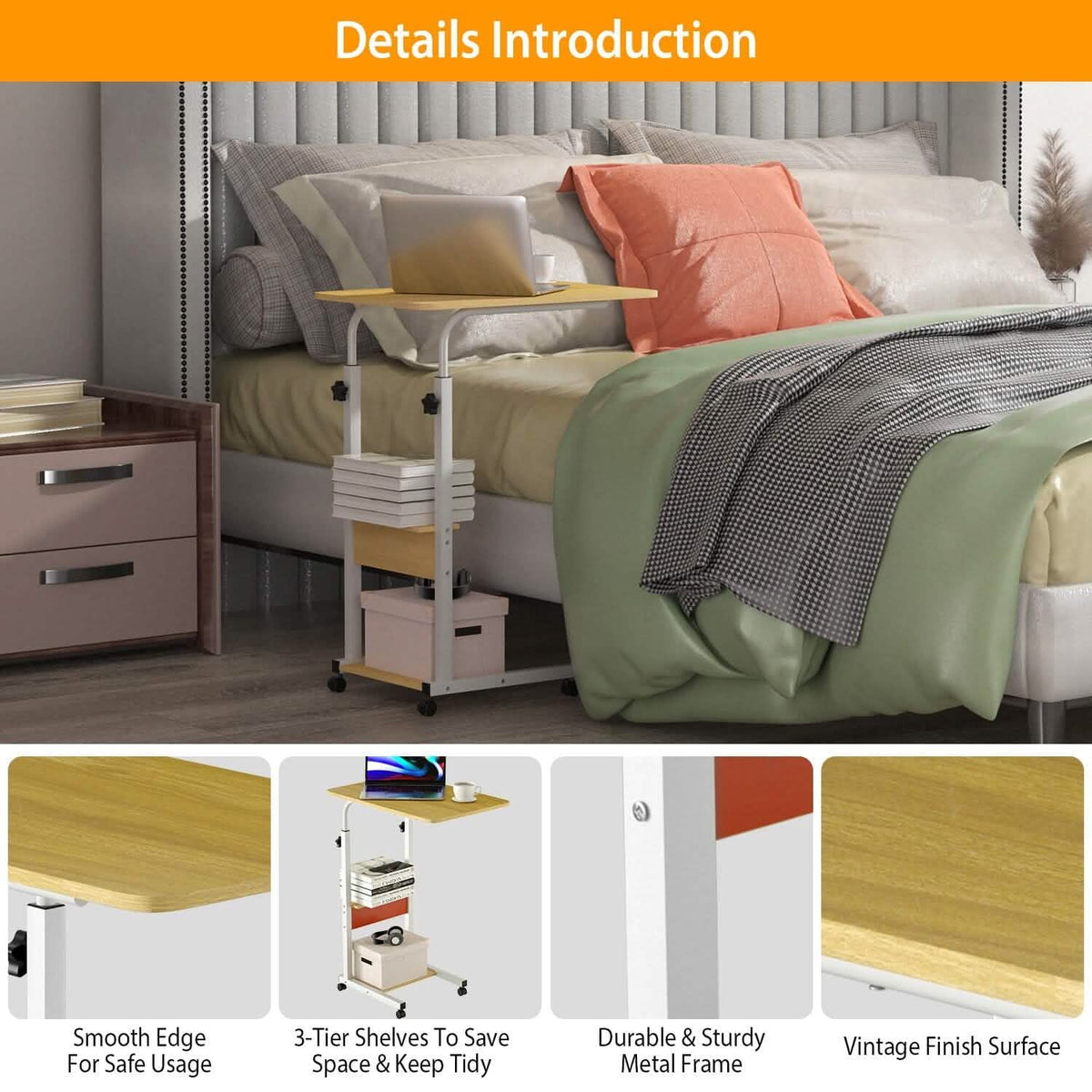C Side Laptop Small Slim Snack Side Table - A-1 Thread Vault