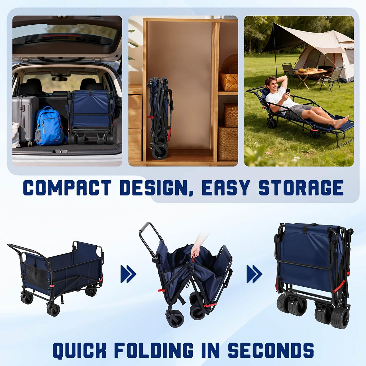 2-in-1 Folding Wagon Cart Chair 650LBS Capacity - A-1 Thread Vault