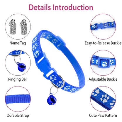 Ca2-Pack: Adjustable Kitten Collar with Bell Name Tag - A-1 Thread Vault