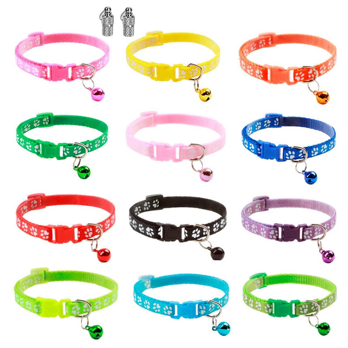 Ca2-Pack: Adjustable Kitten Collar with Bell Name Tag - A-1 Thread Vault
