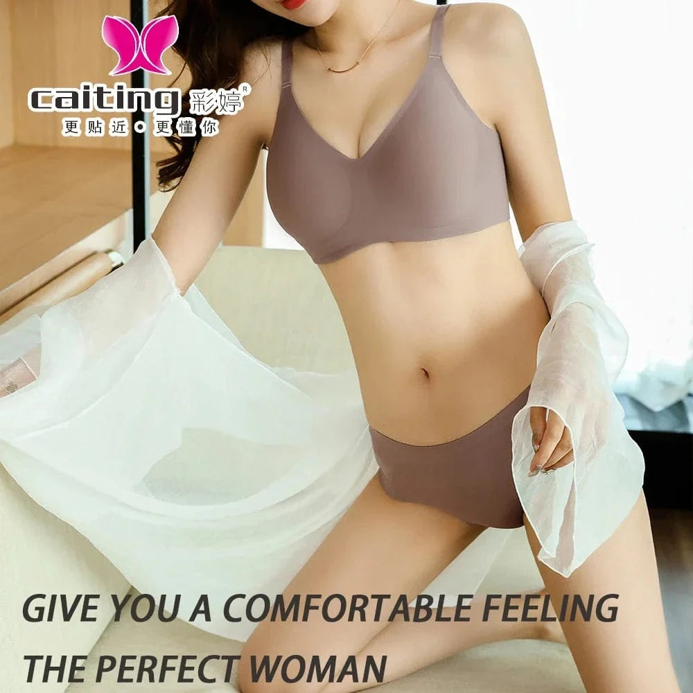 CAITING Seamless Wireless Bra for Women – Ultra-Soft Comfortable Everyday Lingerie with Light Support, Invisible Under T-Shirts - A-1 Thread Vault