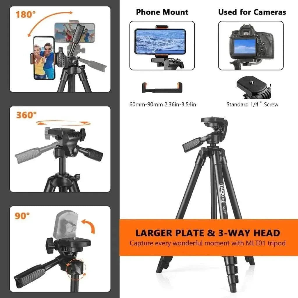 Camera Tripod 55-inch Aluminum Lightweight Tripod MLT01 - A-1 Thread Vault