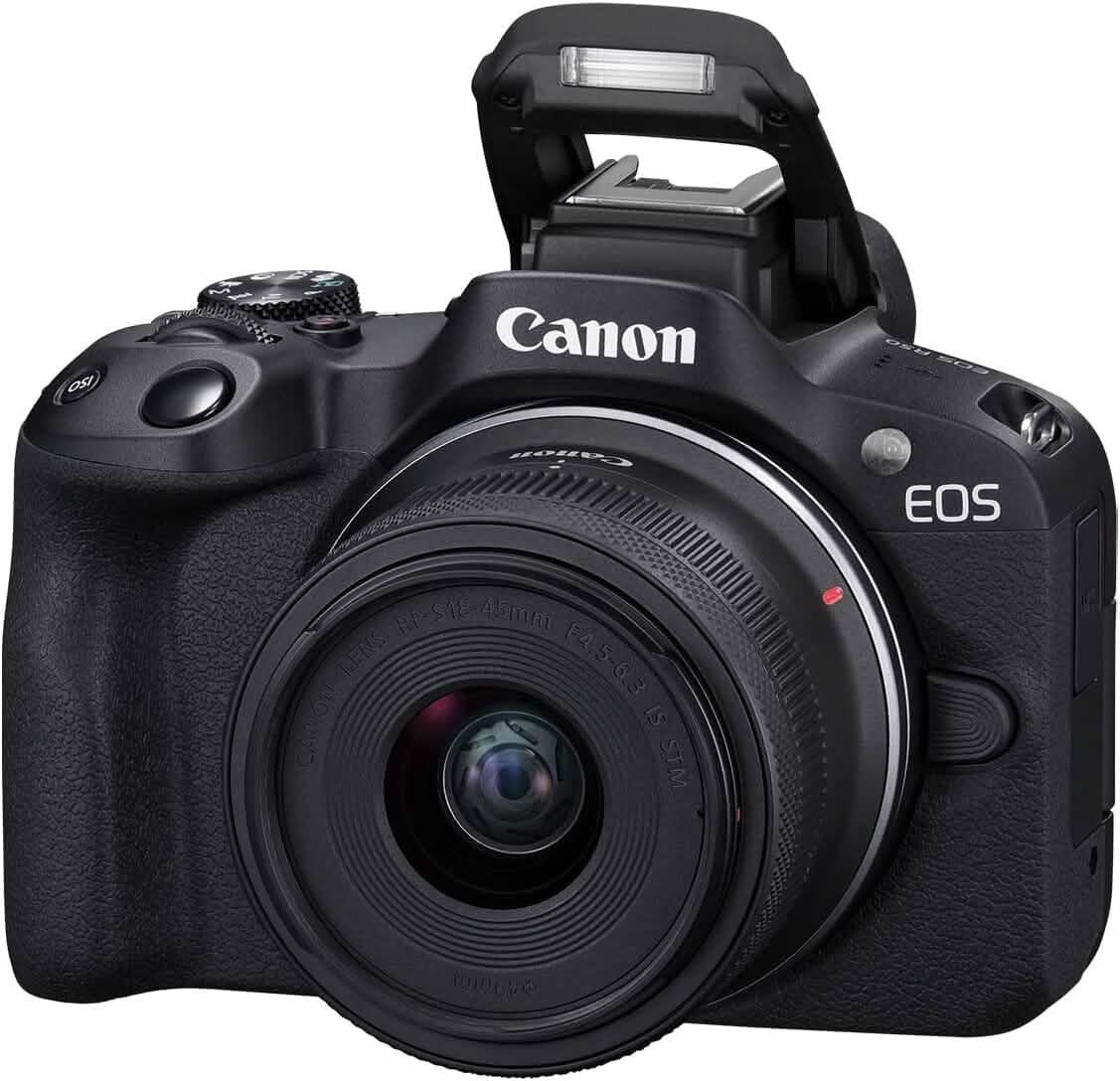 Canon EOS R50 4K Mirrorless Camera with RF-S 18-45mm f/4.5-6.3 IS STM Lens (Open-Box) - A-1 Thread Vault