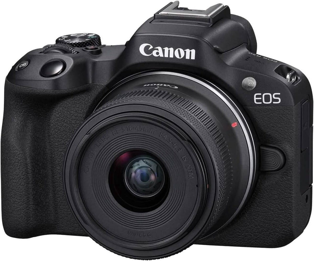 Canon EOS R50 4K Mirrorless Camera with RF-S 18-45mm f/4.5-6.3 IS STM Lens (Open-Box) - A-1 Thread Vault