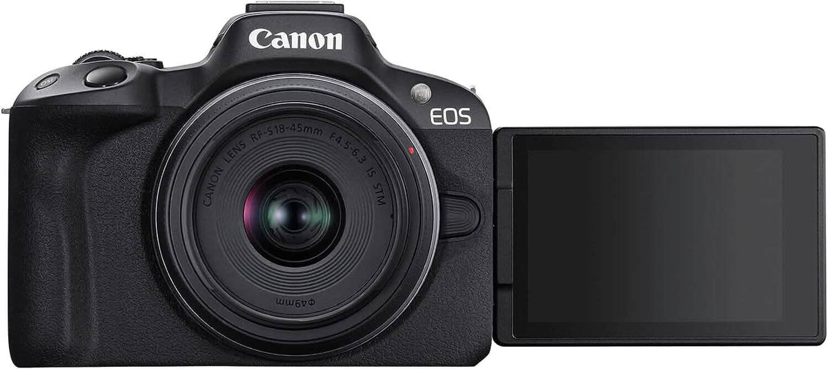 Canon EOS R50 4K Mirrorless Camera with RF-S 18-45mm f/4.5-6.3 IS STM Lens (Open-Box) - A-1 Thread Vault