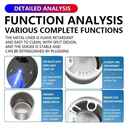 Car Ashtray Multi-functional Universal Household Portable Metal Liner Ashtray - A-1 Thread Vault