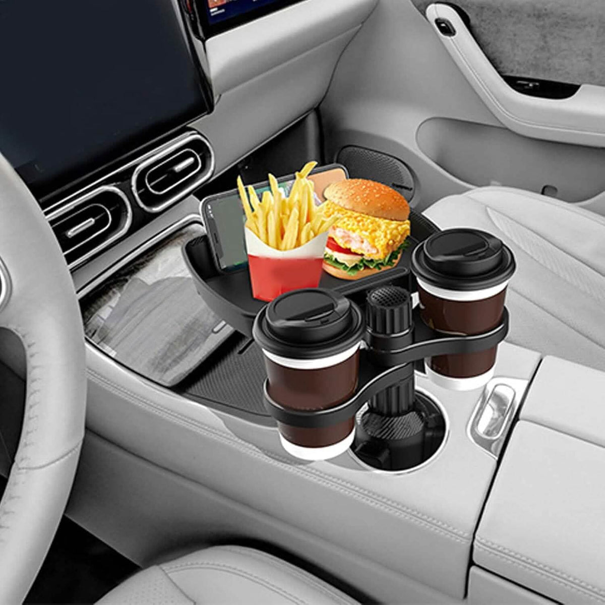 Car Cup Holder Detachable Extender Food Tray with Phone Holder - A-1 Thread Vault