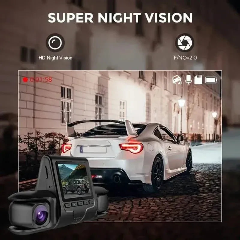 Car Dashcam Recorder, 2.0 Inch Screen Dual Lens HD Night Monitoring Mini Dash Cam - A-1 Thread Vault