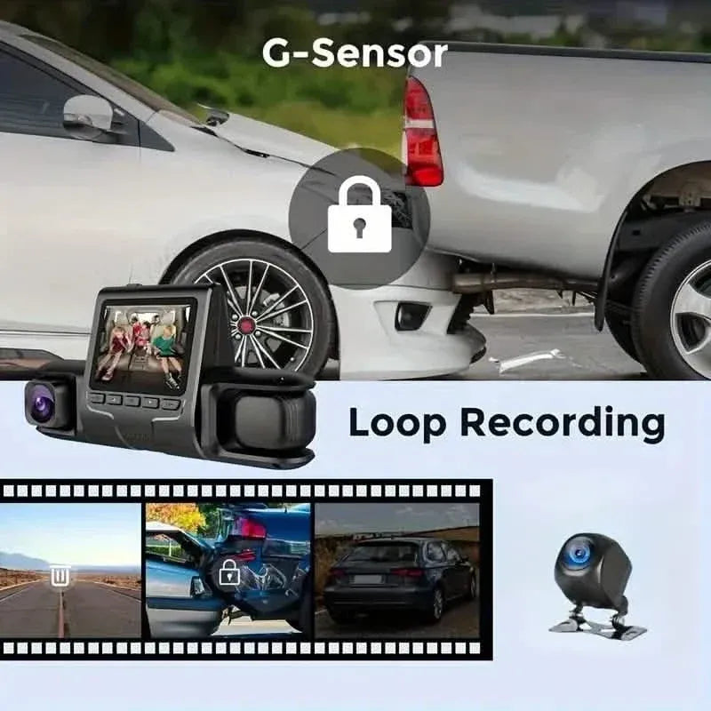 Car Dashcam Recorder, 2.0 Inch Screen Dual Lens HD Night Monitoring Mini Dash Cam - A-1 Thread Vault