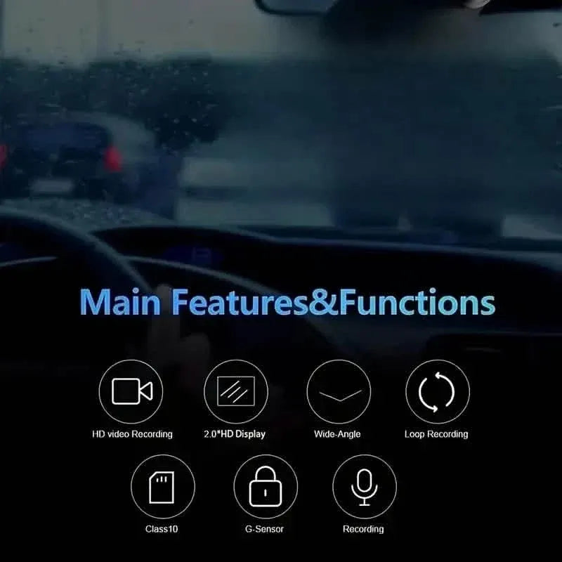 Car Dashcam Recorder, 2.0 Inch Screen Dual Lens HD Night Monitoring Mini Dash Cam - A-1 Thread Vault