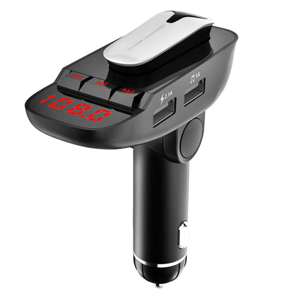 Car FM Transmitter with Wireless Earpiece 2 USB Charge Ports - A-1 Thread Vault