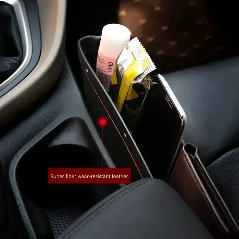 Car Organizer PU Leather Seat Slit Gap Pocket Storage - A-1 Thread Vault