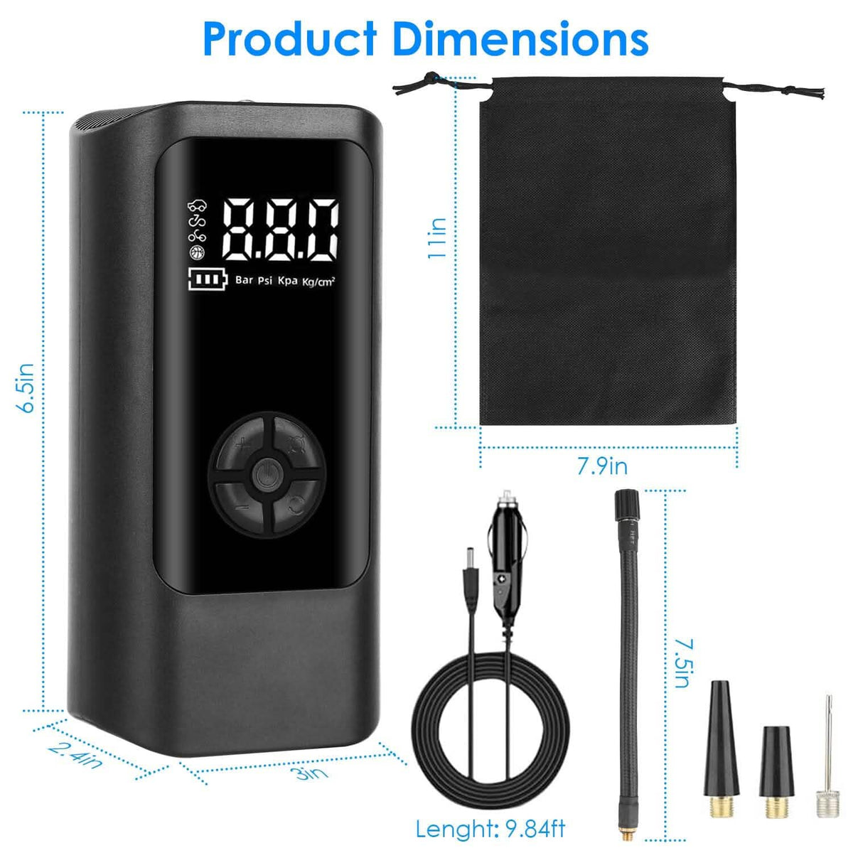 Car Tire Inflator Corded with LED Light - A-1 Thread Vault
