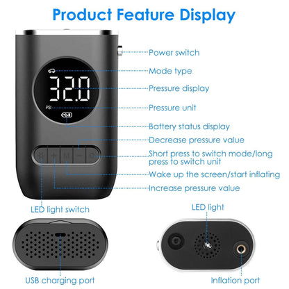 Car Tire Inflator Pump Portable 150 PSI with LED Light - A-1 Thread Vault