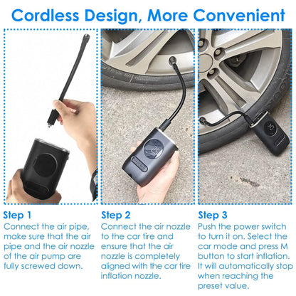 Car Tire Inflator Pump Portable 150 PSI with LED Light - A-1 Thread Vault