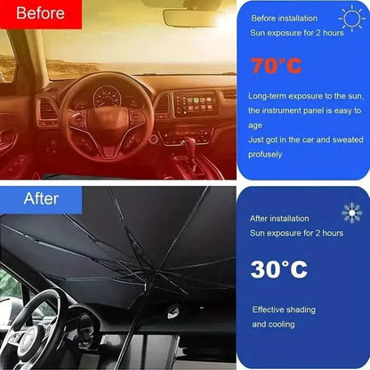 Car Windshield Sun Shade UV Rays and Heat Sun Visor Protector Foldable Reflector Umbrella - A-1 Thread Vault