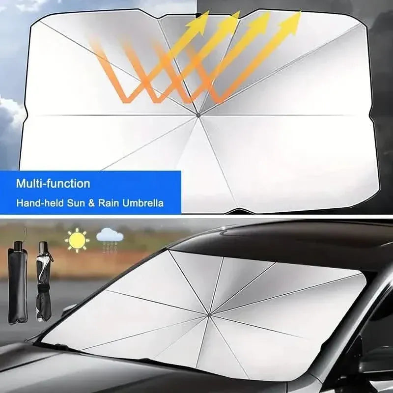 Car Windshield Sun Shade UV Rays and Heat Sun Visor Protector Foldable Reflector Umbrella - A-1 Thread Vault