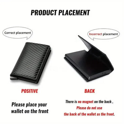 Carbon Fiber Credit Card Holder RFID Blocking, Slim Pop Up Minimalist Wallet - A-1 Thread Vault