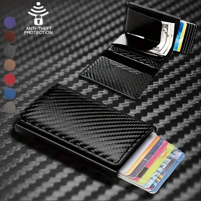 Carbon Fiber Credit Card Holder RFID Blocking, Slim Pop Up Minimalist Wallet - A-1 Thread Vault