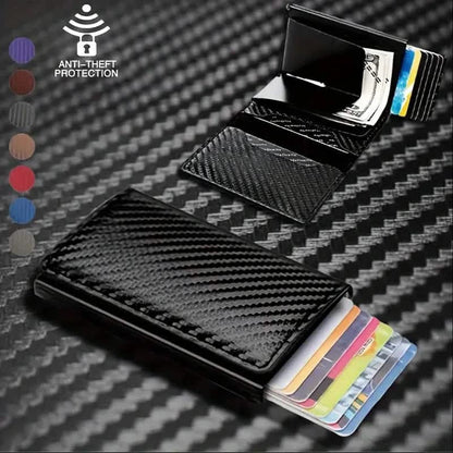 Carbon Fiber Credit Card Holder RFID Blocking, Slim Pop Up Minimalist Wallet - A-1 Thread Vault