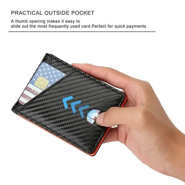 Carbon Fiber Rfid Men Wallets Bi-fold Vallet Billfold - A-1 Thread Vault