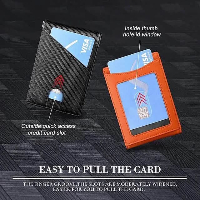 Carbon Fiber Rfid Men Wallets Bi-fold Vallet Billfold - A-1 Thread Vault