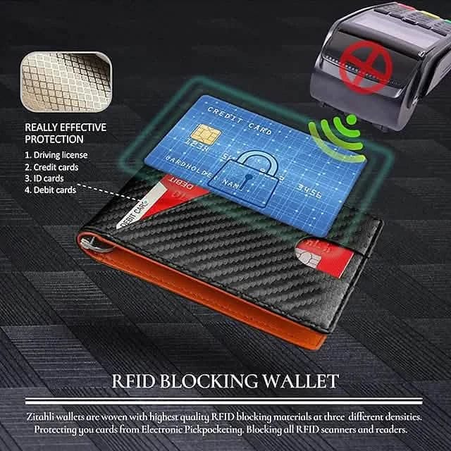 Carbon Fiber Rfid Men Wallets Bi-fold Vallet Billfold - A-1 Thread Vault