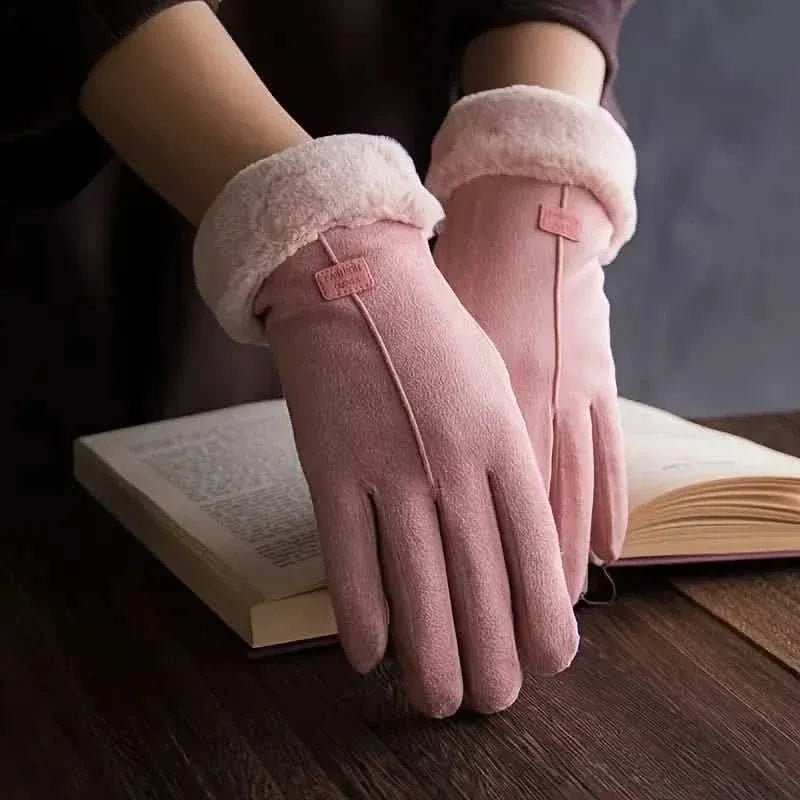 Cashmere Warm Suede Leather Plush Touch Screen Gloves - A-1 Thread Vault