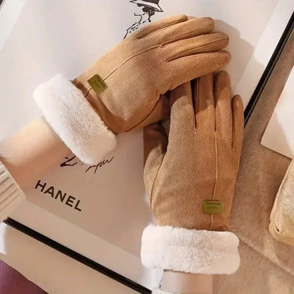 Cashmere Warm Suede Leather Plush Touch Screen Gloves - A-1 Thread Vault