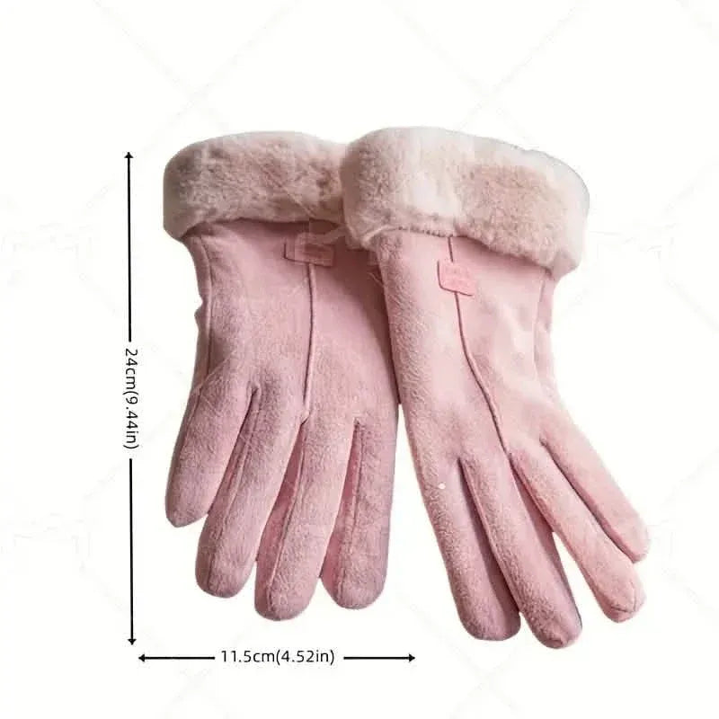 Cashmere Warm Suede Leather Plush Touch Screen Gloves - A-1 Thread Vault