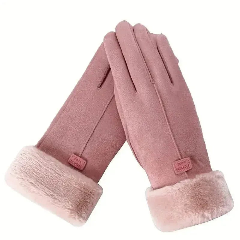 Cashmere Warm Suede Leather Plush Touch Screen Gloves - A-1 Thread Vault
