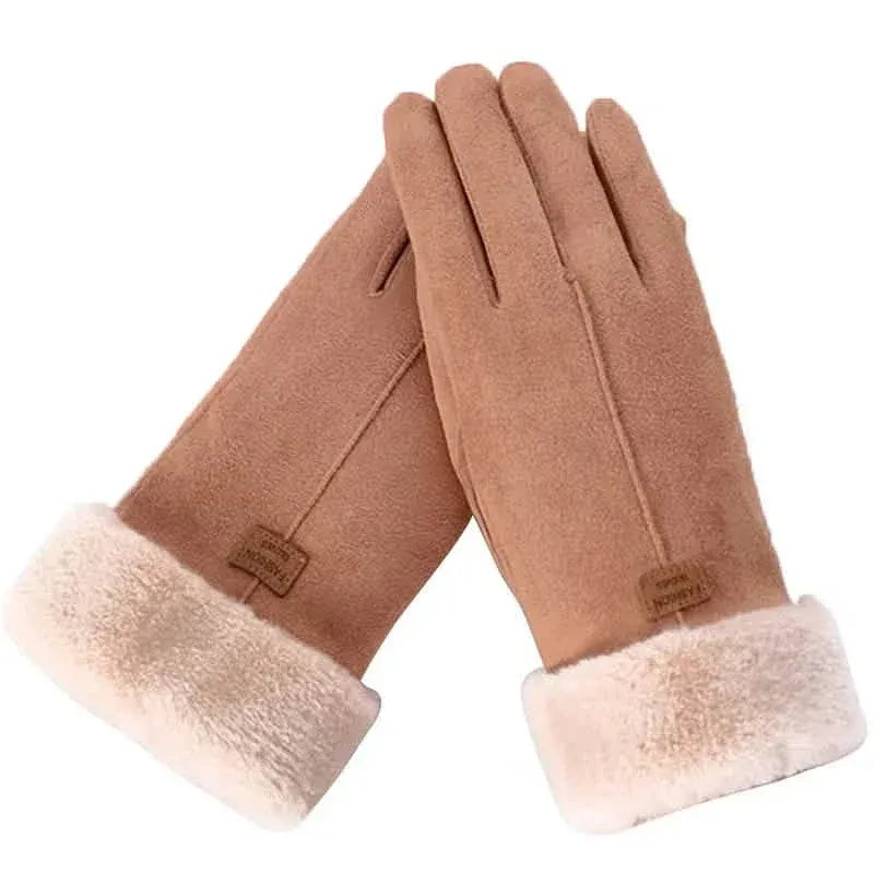 Cashmere Warm Suede Leather Plush Touch Screen Gloves - A-1 Thread Vault