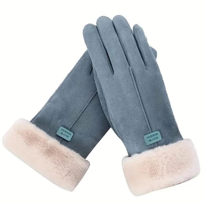 Cashmere Warm Suede Leather Plush Touch Screen Gloves - A-1 Thread Vault