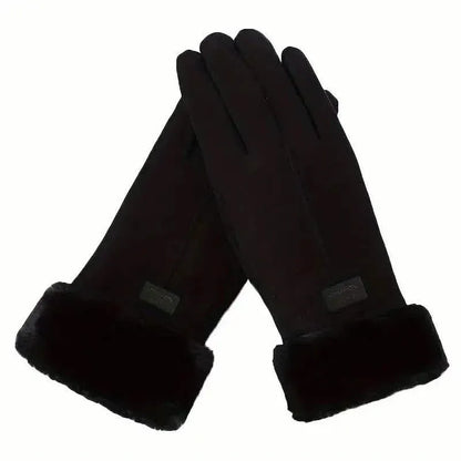 Cashmere Warm Suede Leather Plush Touch Screen Gloves - A-1 Thread Vault