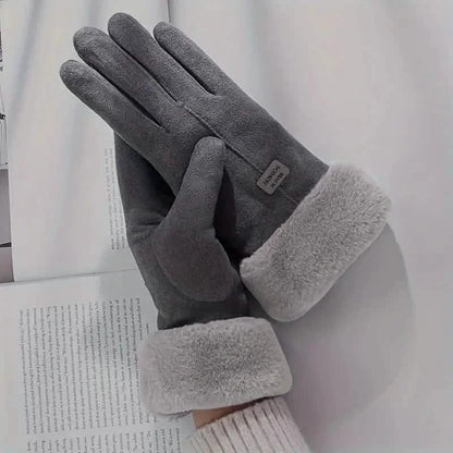 Cashmere Warm Suede Leather Plush Touch Screen Gloves - A-1 Thread Vault
