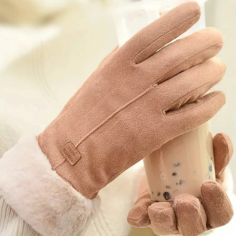 Cashmere Warm Suede Leather Plush Touch Screen Gloves - A-1 Thread Vault