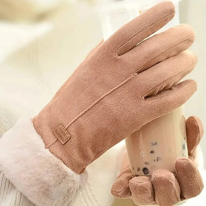 Cashmere Warm Suede Leather Plush Touch Screen Gloves - A-1 Thread Vault