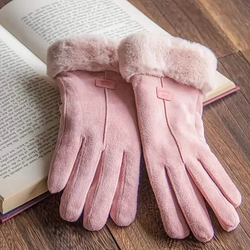 Cashmere Warm Suede Leather Plush Touch Screen Gloves - A-1 Thread Vault