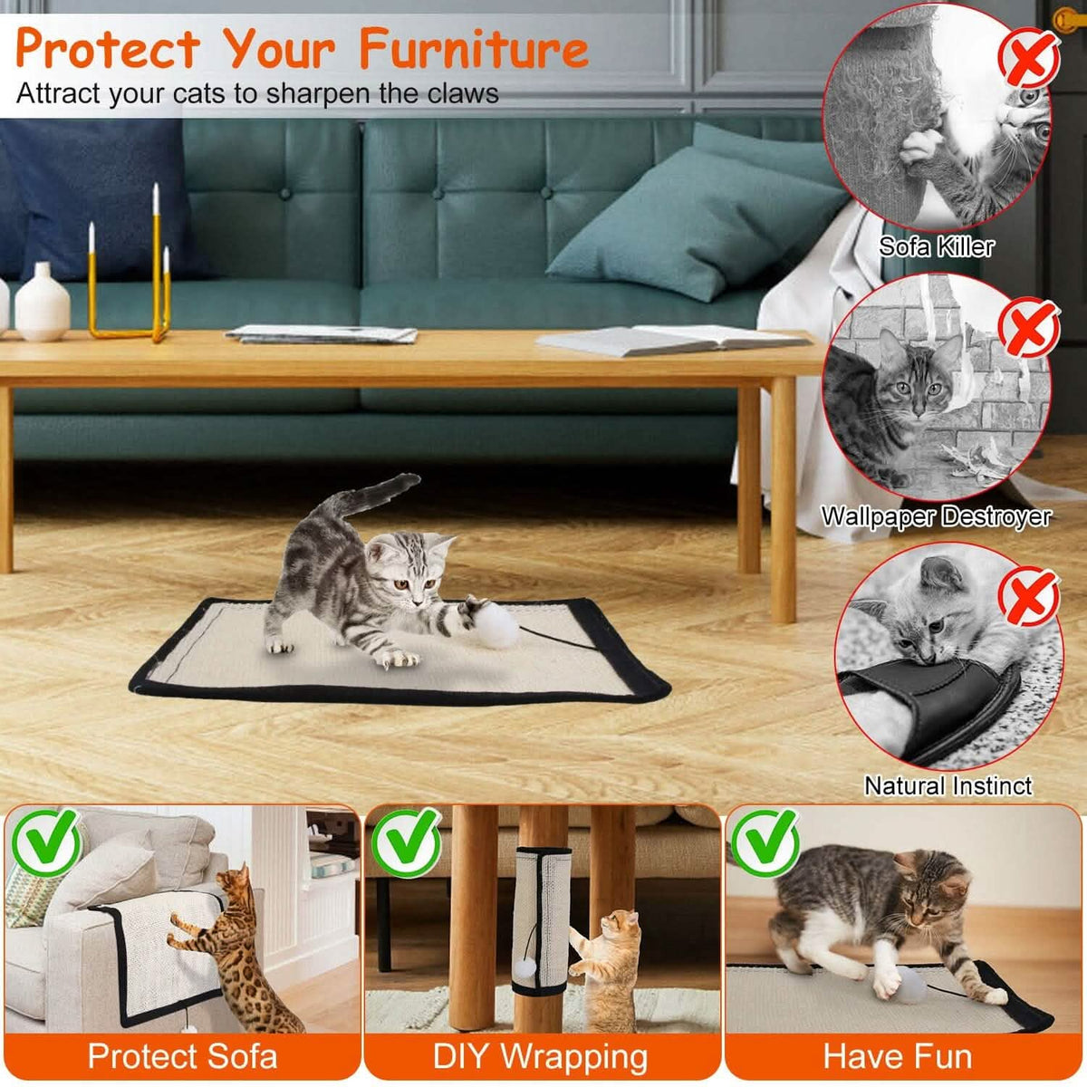 Cat Scratching Pad with 9 Screw Nails - A-1 Thread Vault