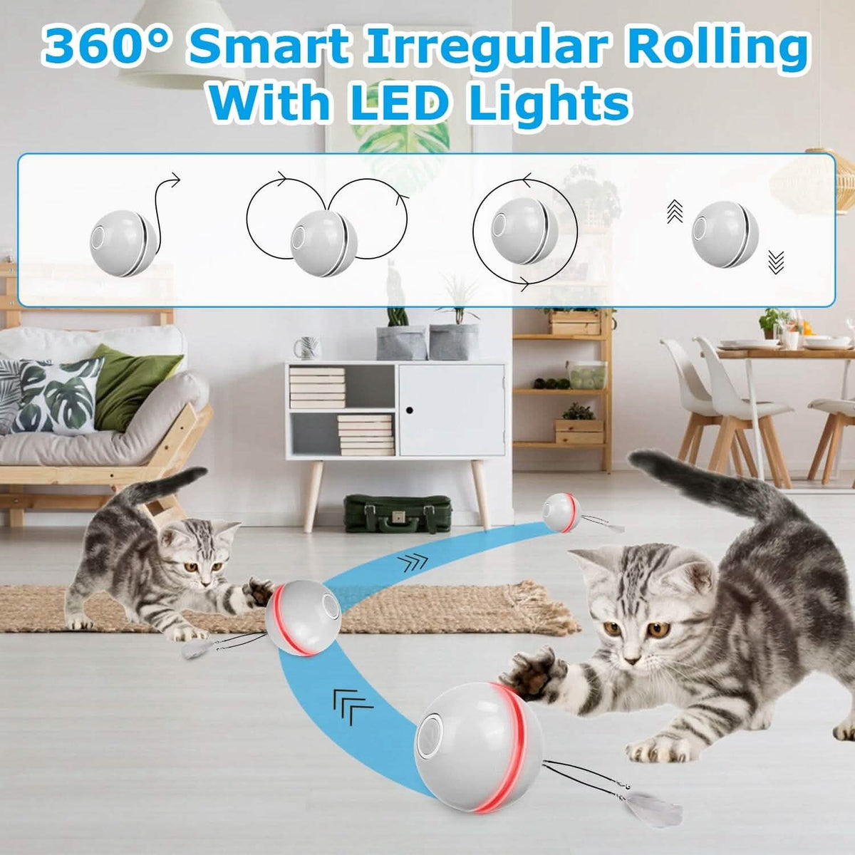 Cat Teaser Ball Automatic Self Rotating Interactive Cat Motion Exercise Toy - A-1 Thread Vault