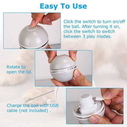 Cat Teaser Ball Automatic Self Rotating Interactive Cat Motion Exercise Toy - A-1 Thread Vault