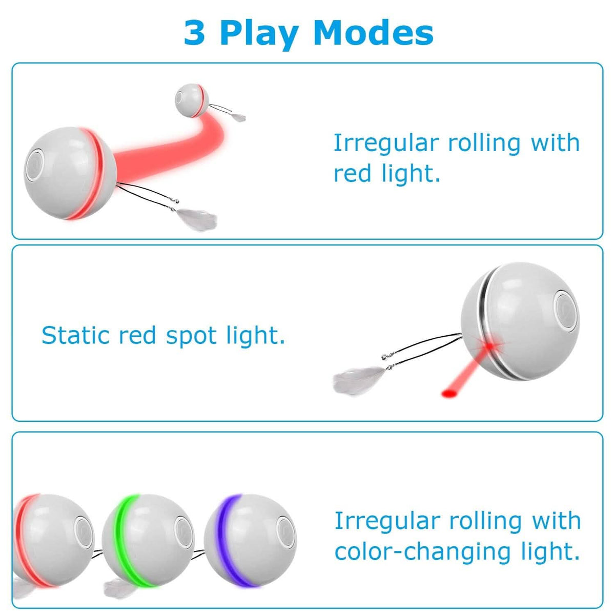 Cat Teaser Ball Automatic Self Rotating Interactive Cat Motion Exercise Toy - A-1 Thread Vault