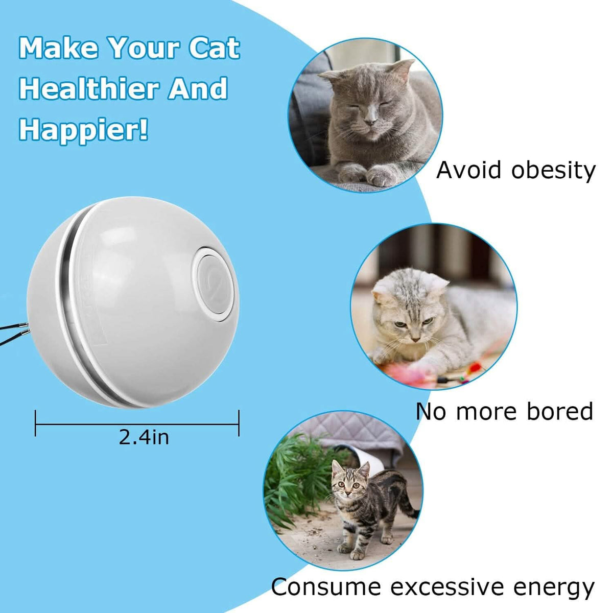 Cat Teaser Ball Automatic Self Rotating Interactive Cat Motion Exercise Toy - A-1 Thread Vault