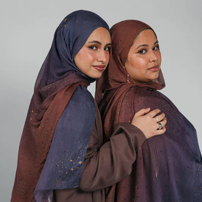 Celestial Sun & Galaxy Print Ombre Hijab Scarf(MH242) - A-1 Thread Vault