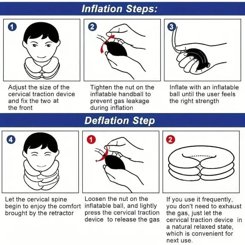 Cervical Neck Traction Device Inflatable Neck Stretcher - A-1 Thread Vault