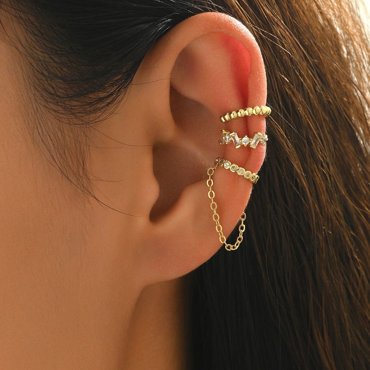 Chain Tassel Crystal Ear Cuff Set (MAC413) - A-1 Thread Vault