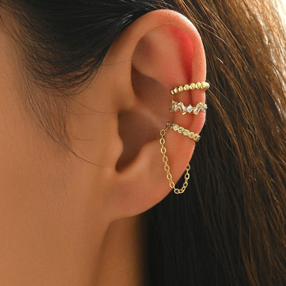 Chain Tassel Crystal Ear Cuff Set (MAC413) - A-1 Thread Vault